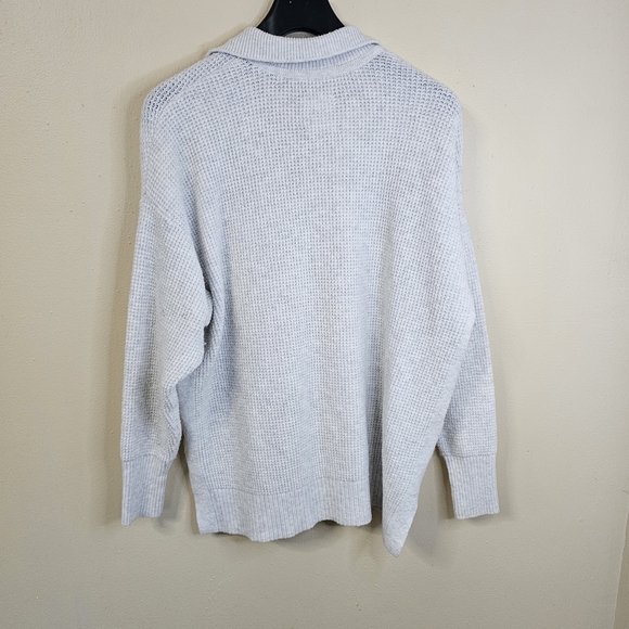 Aerie Cream Waffle Knit Sweater Collared Pullover Cotton Blend Soft Cozy Relaxed - Picture 2 of 11
